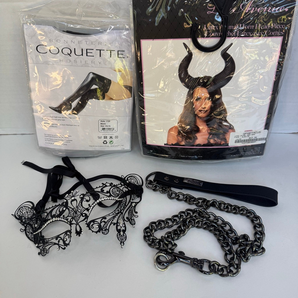 Costume, Masquerade, Steampunk Lace Corset, Sexy Halloween Wig, Women’s Bundle - Picture 13 of 13